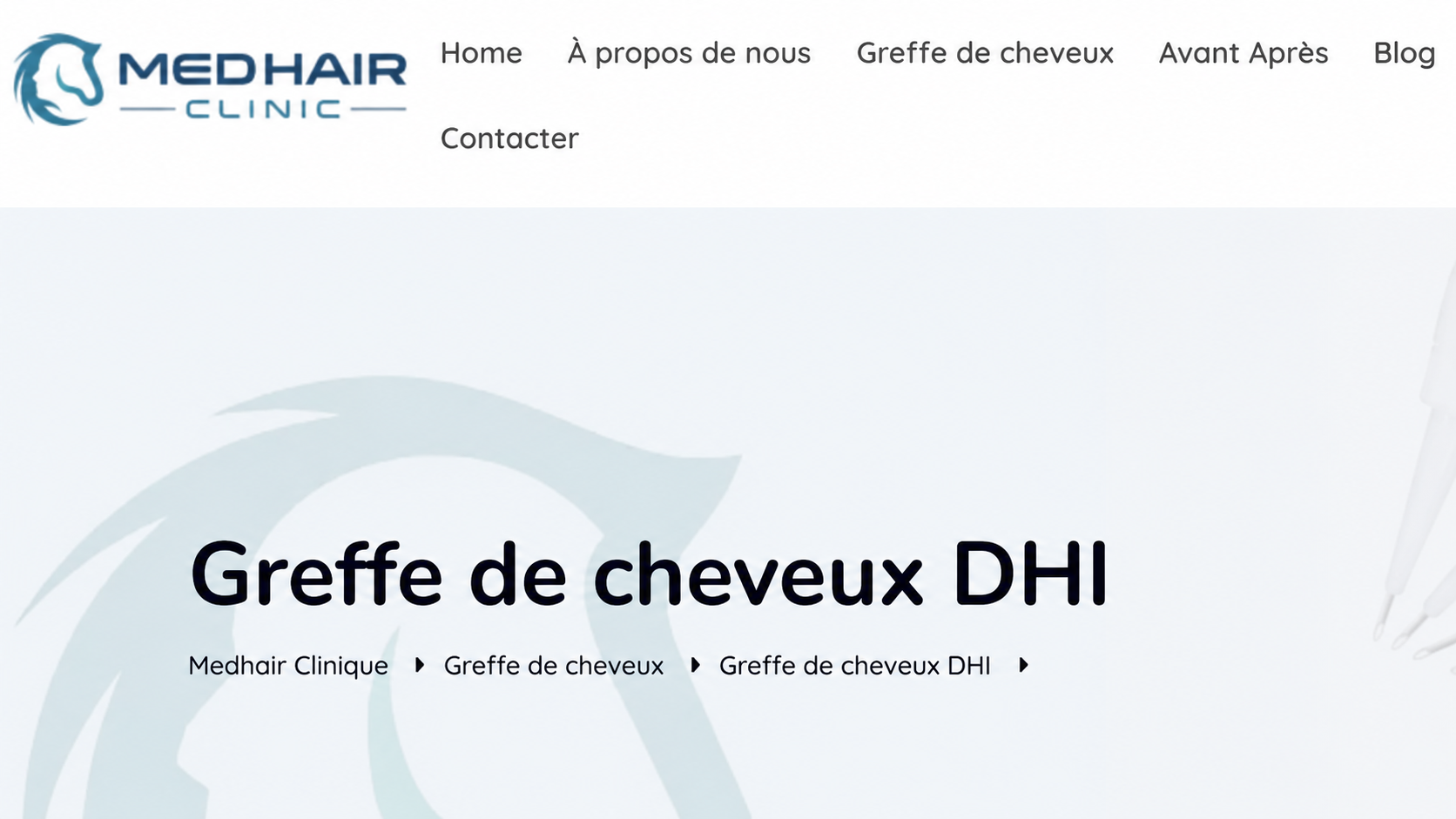 Capture du site Medhair Clinic